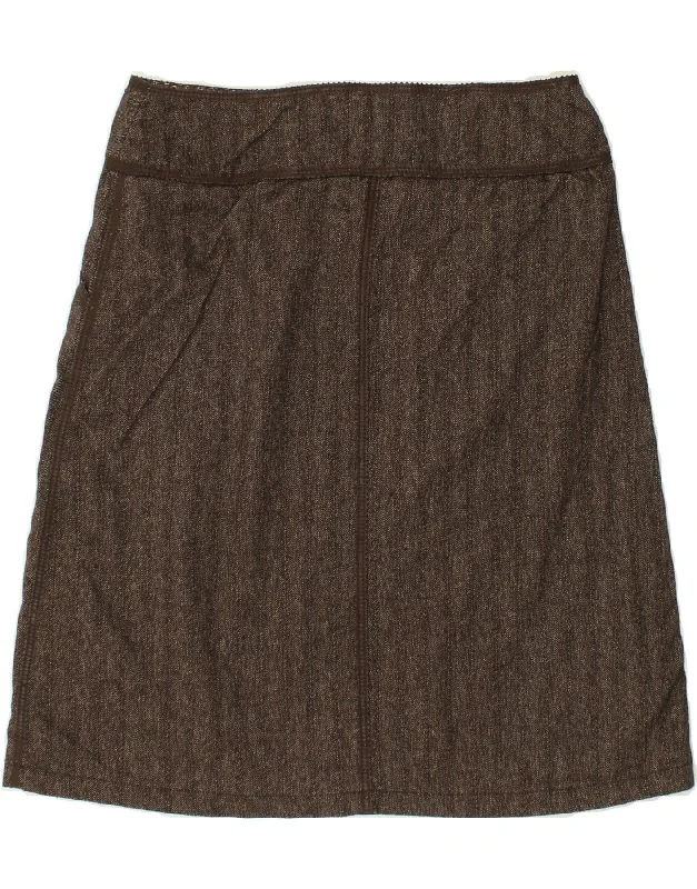 MARLBORO CLASSICS Womens A-Line Skirt W32 Large Brown Herringbone Wool denim skirt stylish
