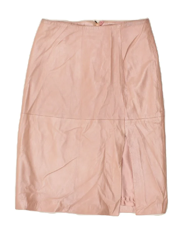 MAURITIUS Womens Leather Skirt EU 36 Small W27 Pink Leather a-line skirt cut