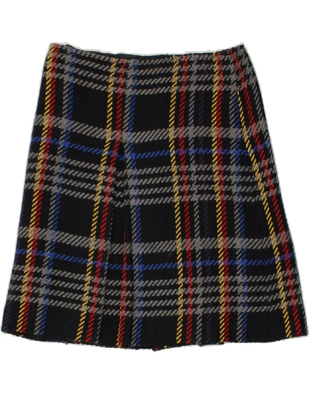 MAX & CO. Womens Midi Skirt W32 Large Navy Blue Check velvet skirt luxurious
