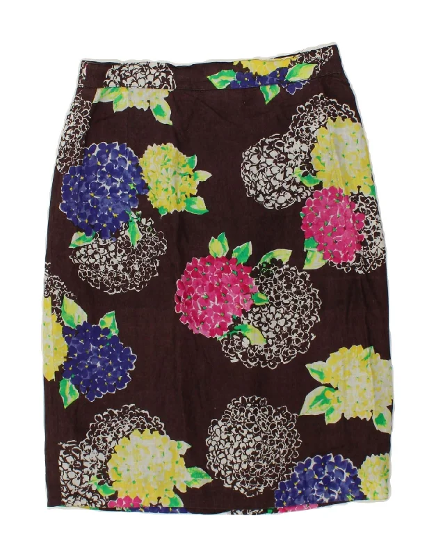 MAX MARA Womens Midi Skirt IT 44 Medium W30  Brown Floral Linen denim skirt classic