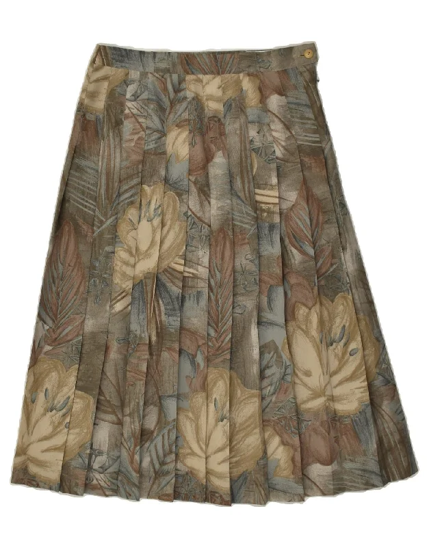 MILA SCHON Womens Pleated A-Line Skirt EU 39 Medium W28  Grey Floral denim skirt durable