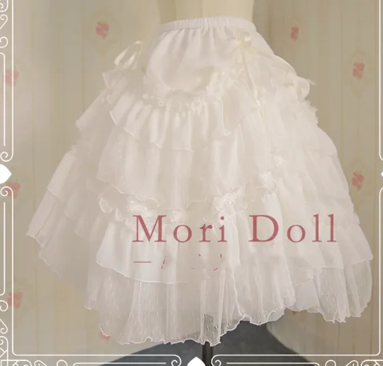 Mori Doll~Elegant Lolita Flounce Hemline Skirt Multicolors lace skirt romantic