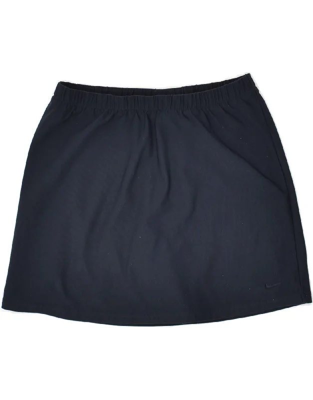 NIKE Womens Dri Fit Mini Skirt UK 4/6 Small W26 Navy Blue Polyester denim skirt classic