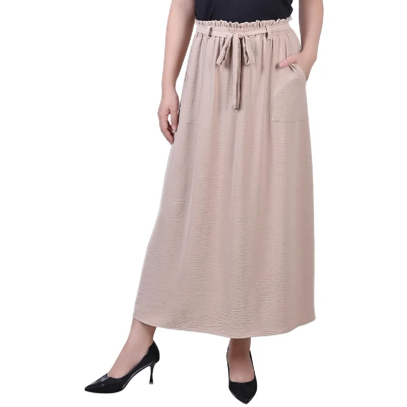 NY Collection Womens Petites Textured Maxi A-Line Skirt wool skirt sturdy