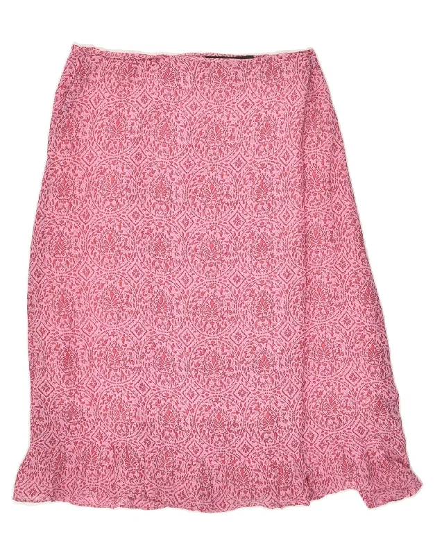 OUI SET Womens Straight Skirt UK 14 Medium W30  Pink Paisley Viscose high waist skirt