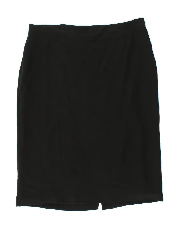 PERSONA Womens Straight Skirt Size 31 2XL W40 Black Silk tiered skirt playful