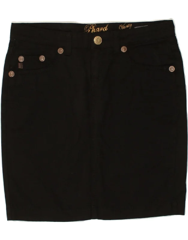 PHARD Womens Straight Skirt W28 Small Black Cotton linen skirt relaxed