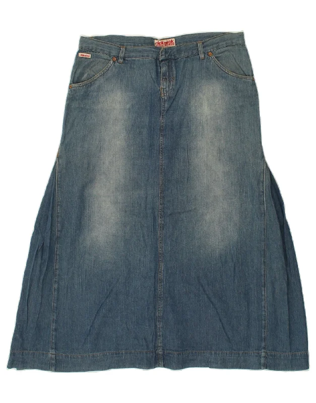 PICKWICK Womens Denim A-Line Skirt W32 Large Blue Cotton chiffon skirt airy