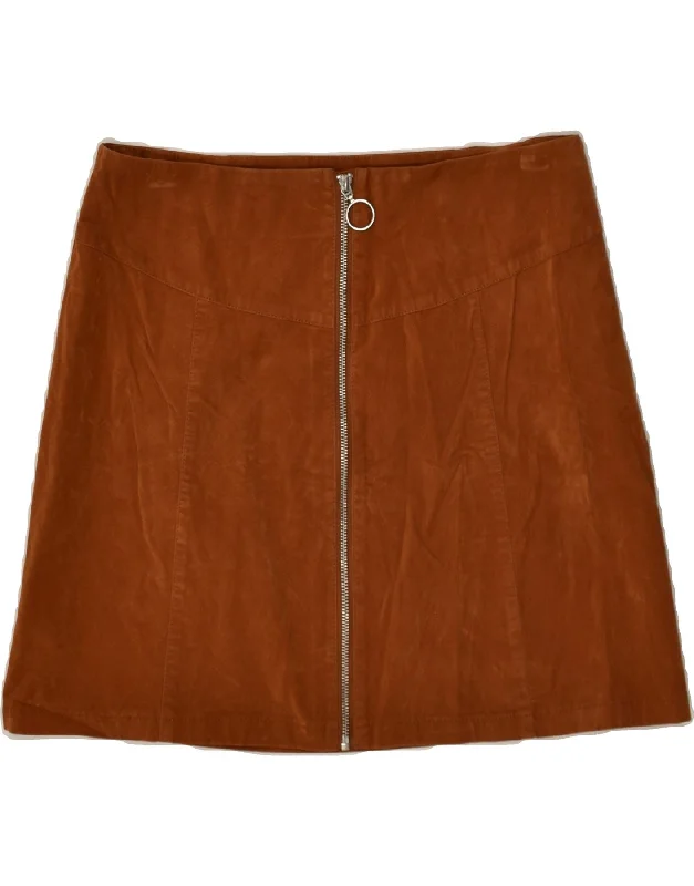 PIMKIE Womens Suede Skirt EU 42 Large W32  Brown Leather mini skirt trendy