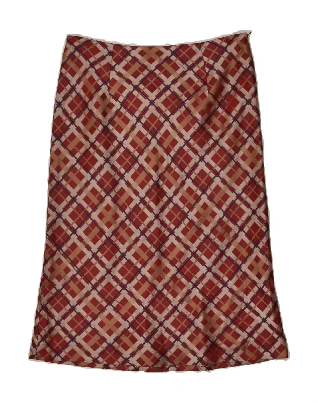 PIU & PIU Womens Straight Skirt IT 42 Medium W28  Red Check Acetate linen skirt light