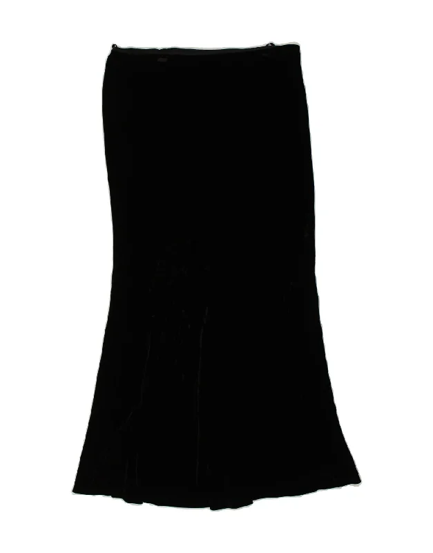 POLO RALPH LAUREN Womens Trumpet Skirt UK 12 Medium W28 Black Rayon leather skirt sleek