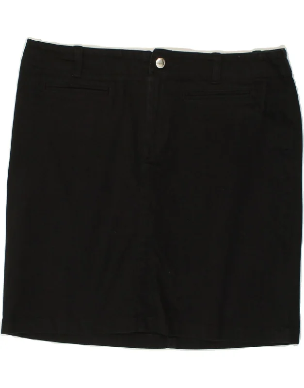 RALPH LAUREN Womens Mini Straight Skirt US 10 Large W32 Black Cotton leather skirt modern
