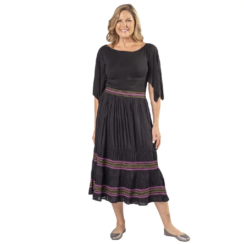Smocked Tiered Skirt linen skirt natural