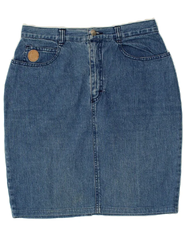TRUSSARDI JEANS Womens Denim Skirt W32 Large  Blue Cotton linen skirt light