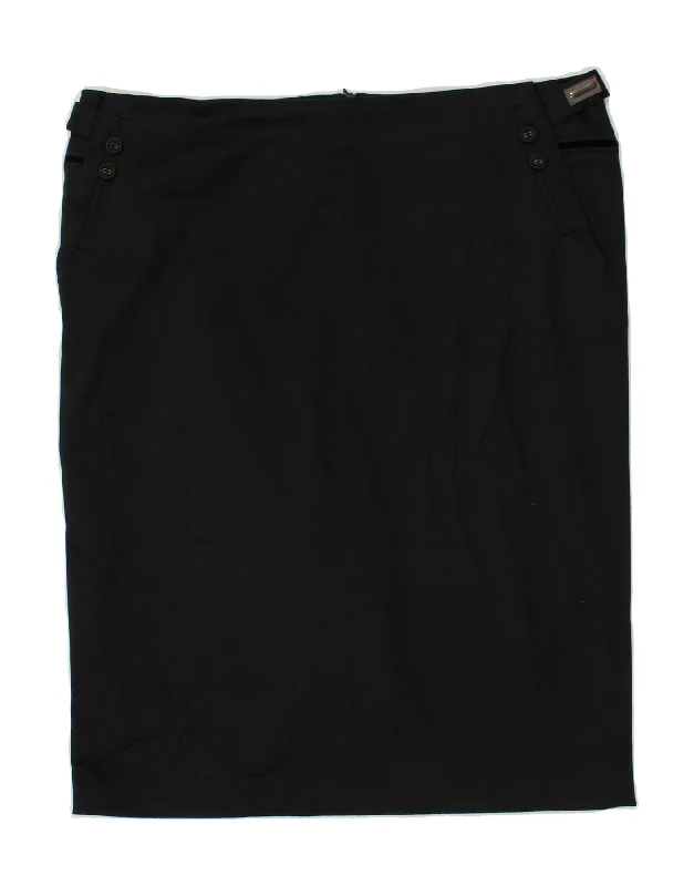 TRUSSARDI Womens Straight Skirt W36 XL Black Cotton pencil skirt chic