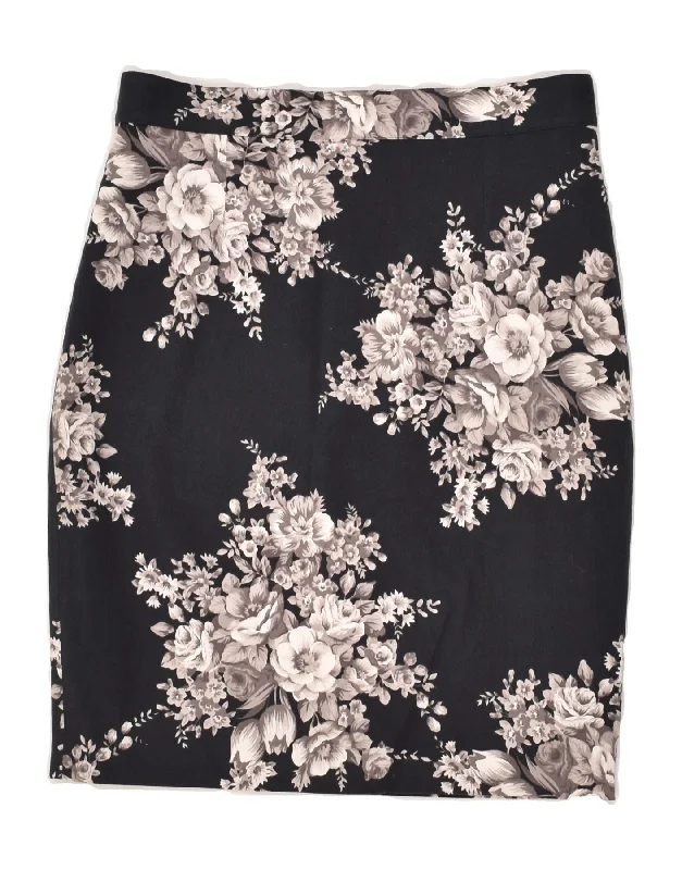 VANITY Womens Pencil Skirt IT 44 Medium W28 Black Floral Cotton lace skirt romantic