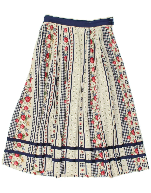 VINTAGE Womens A-Line Skirt IT 40 Small W27  Grey Floral Viscose boho skirt vibe