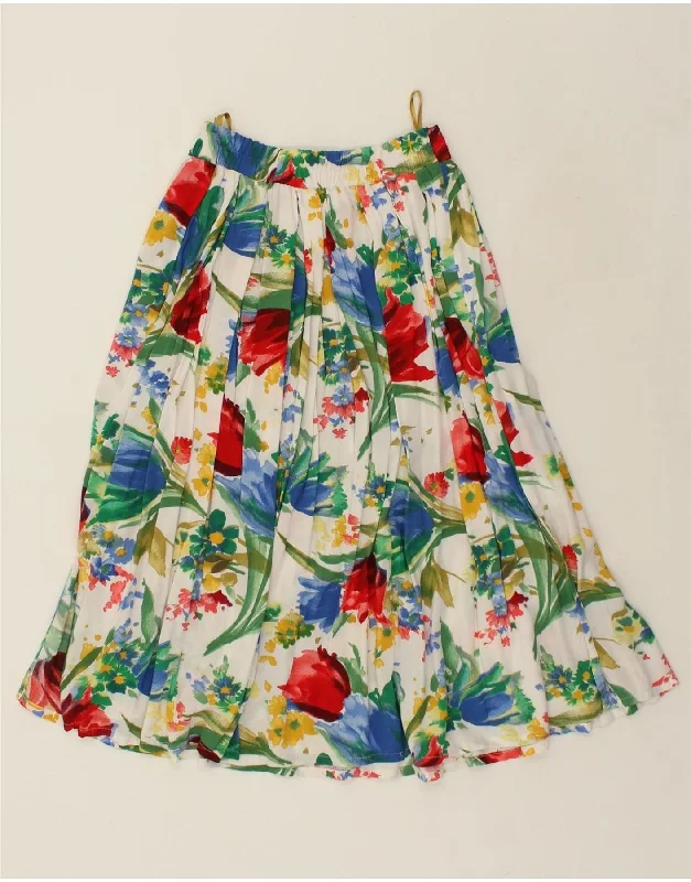 VINTAGE Womens A-Line Skirt IT 42 Medium W28  Multicoloured Floral flowy skirt hem