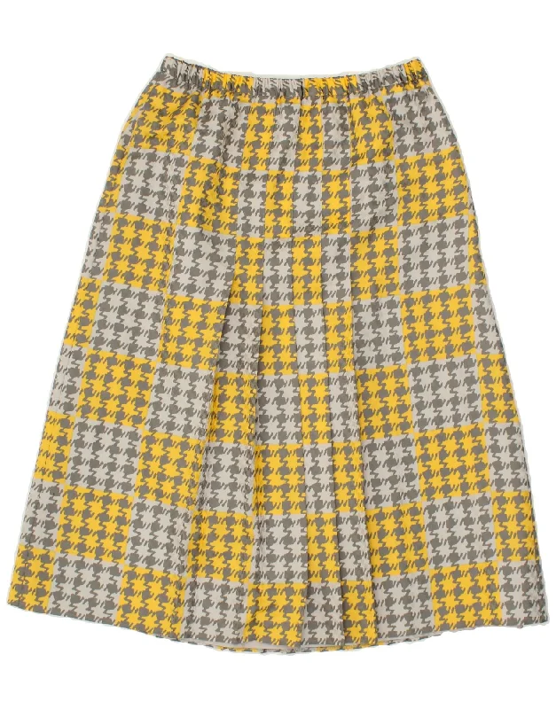 VINTAGE Womens A-Line Skirt IT 42 Medium W30 Grey Houndstooth Polyester leather skirt bold VINTAGE Womens A-Line Skirt IT 42 Medium W30 Grey Houndstooth Polyester leather skirt bold