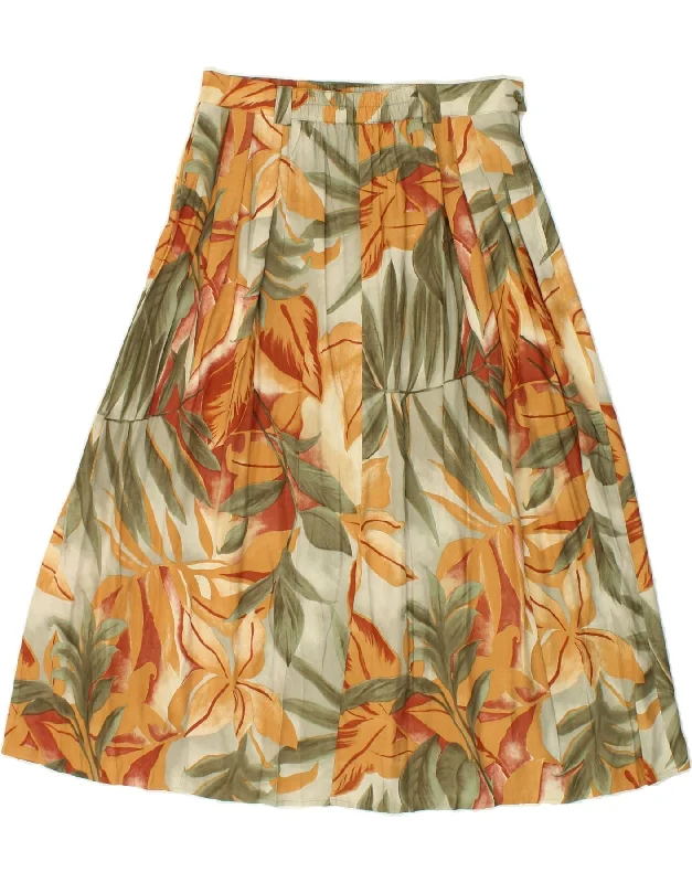VINTAGE Womens A-Line Skirt IT 42 Medium W30  Multicoloured Floral Viscose belted skirt waist