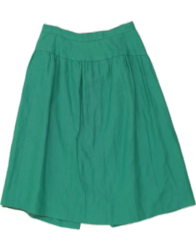 VINTAGE Womens A-Line Skirt IT 44 Medium W30  Green Wool lace skirt feminine