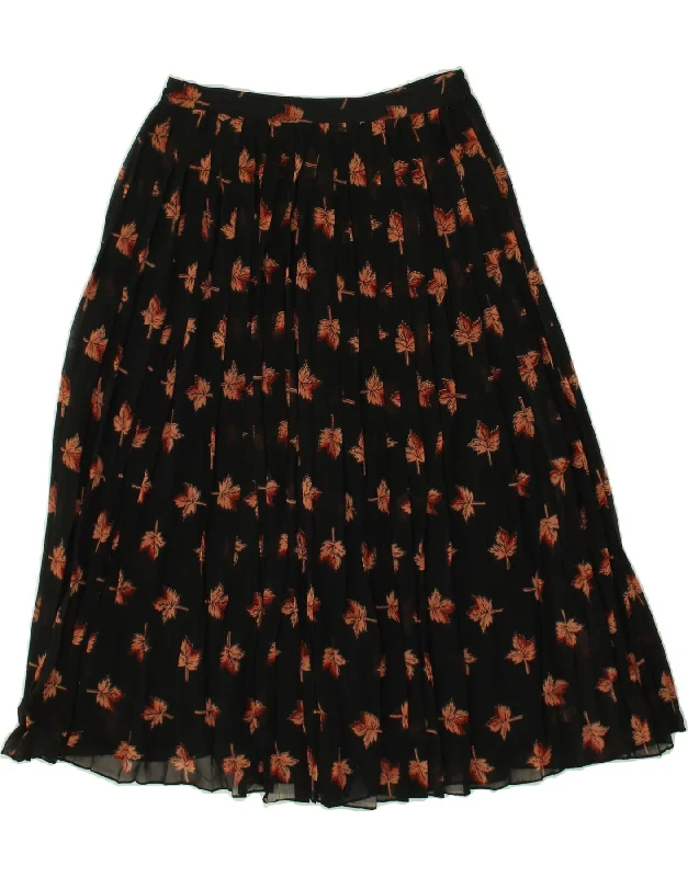 VINTAGE Womens A-Line Skirt Small W26  Black Floral Polyamide spandex blend skirt
