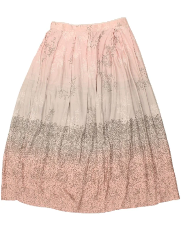 VINTAGE Womens A-Line Skirt UK 14 Medium W30  Pink Floral Rayon silk skirt lustrous