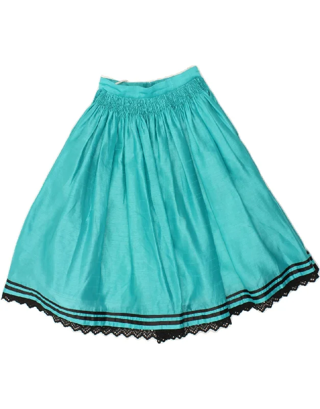 VINTAGE Womens A-Line Skirt W22 2XS Turquoise low waist skirt