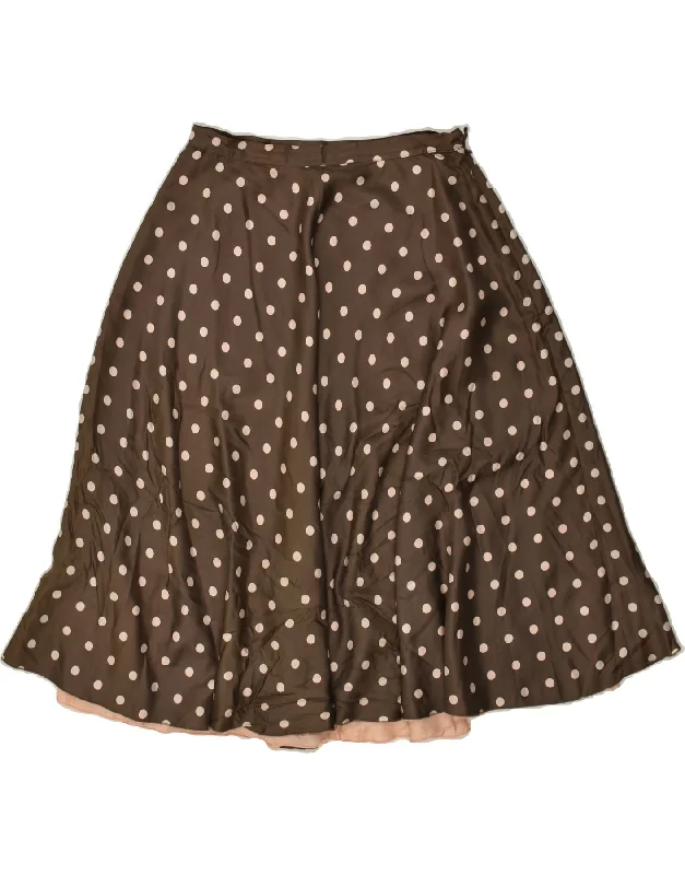 VINTAGE Womens A-Line Skirt W26 Small Brown Polka Dot linen skirt breathable