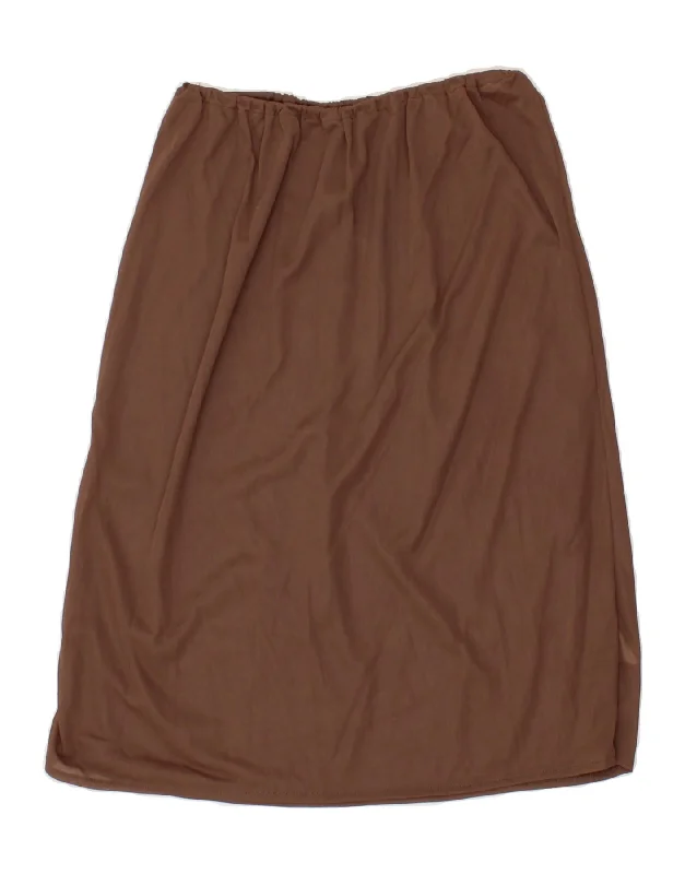 VINTAGE Womens A-Line Skirt W26 Small  Brown Polyamide silk skirt smooth