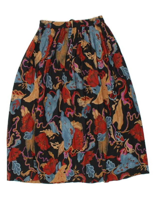 VINTAGE Womens A-Line Skirt W26 Small Multicoloured Floral Viscose wrap skirt elegant