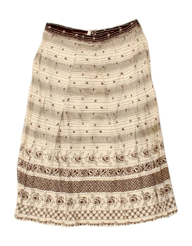 VINTAGE Womens A-Line Skirt W28 Medium Beige Floral denim skirt trendy