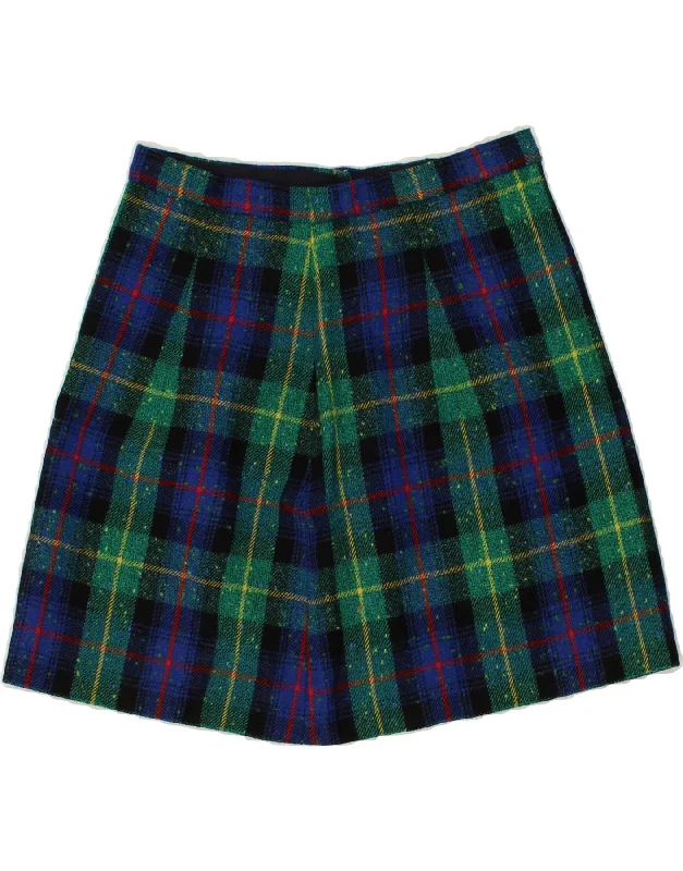 VINTAGE Womens A-Line Skirt W28 Medium Green Plaid tiered skirt playful