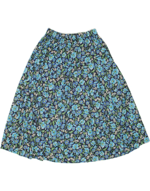 VINTAGE Womens A-Line Skirt W28 Medium Navy Blue Floral athletic skirt fit