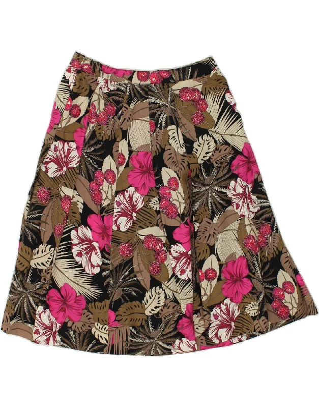 VINTAGE Womens A-Line Skirt W30 Medium Multicoloured Floral casual skirt length