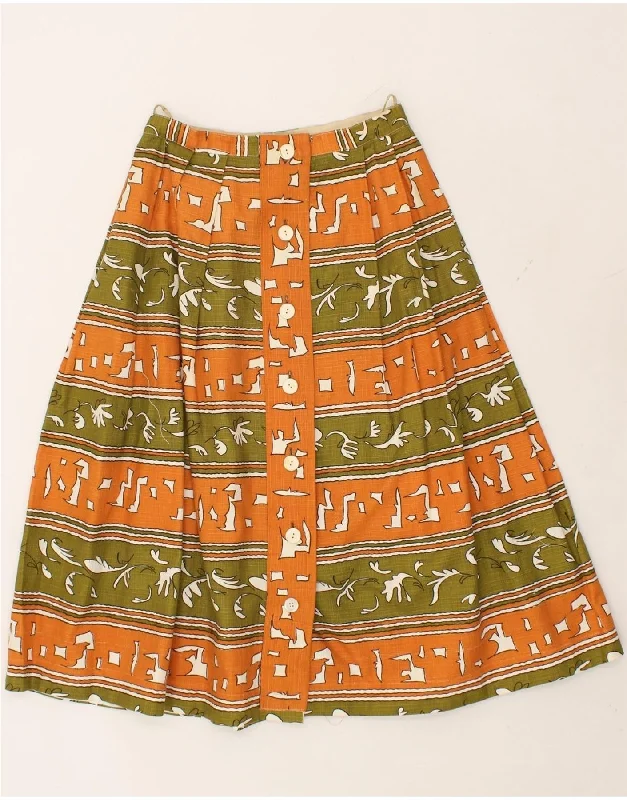 VINTAGE Womens Abstract Pattern A-Line Skirt W28 Medium Orange