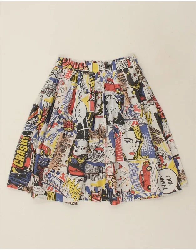 VINTAGE Womens Abstract Pattern A-Line Skirt W30 Medium Multicoloured athletic skirt fit