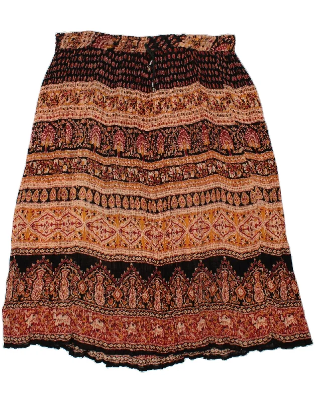 VINTAGE Womens Abstract Pattern Gypsy Skirt W40 2XL Brown Cotton