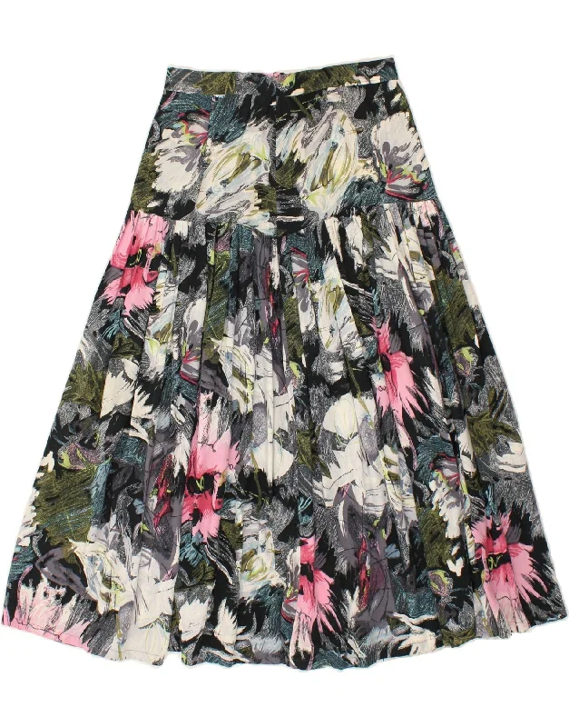 VINTAGE Womens Abstract Pattern Pleated Skirt W27 Small Multicoloured high waist skirt