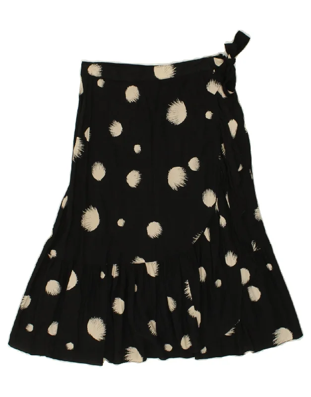 VINTAGE Womens Abstract Pattern Wrap Skirt W26 Small Black summer skirt style