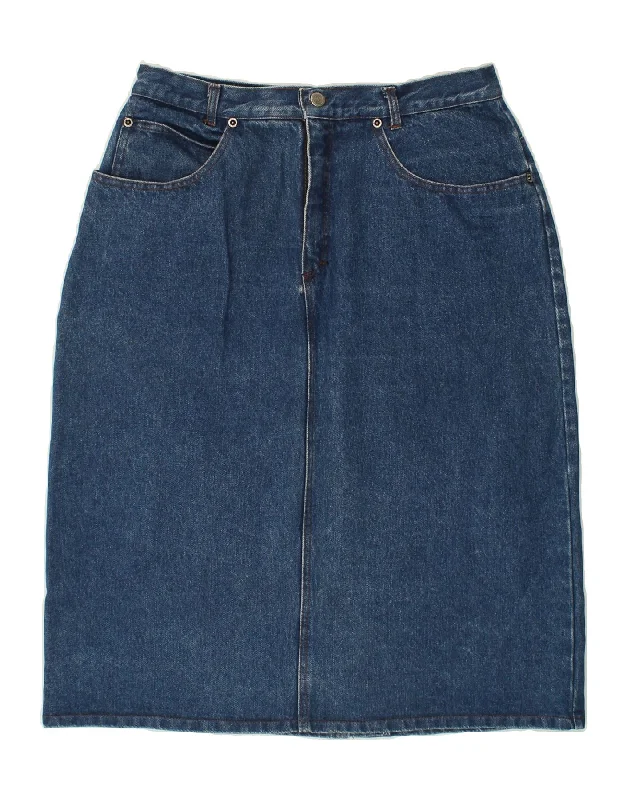 VINTAGE Womens Denim Skirt EU 38 Medium W34 Blue Cotton velvet skirt luxurious