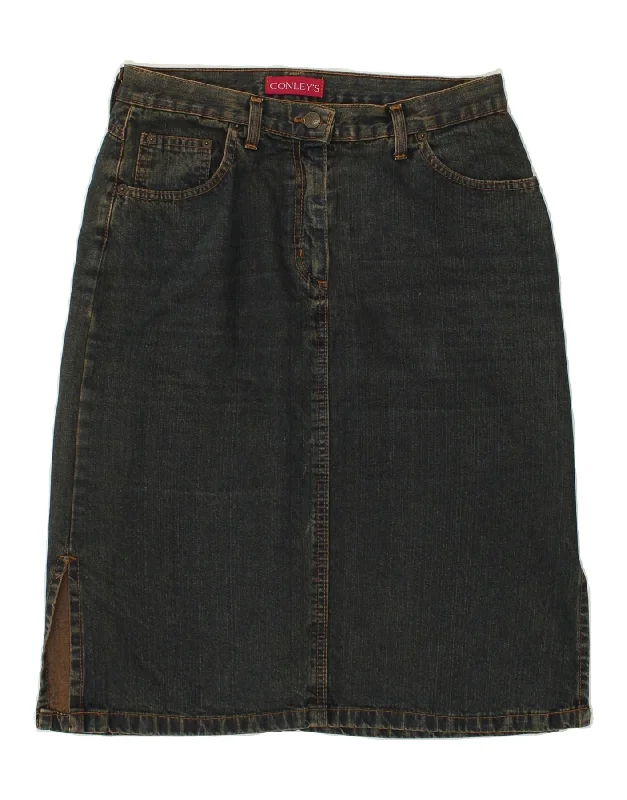 VINTAGE Womens Denim Skirt UK 14 Medium W32 Navy Blue Cotton corduroy skirt textured VINTAGE Womens Denim Skirt UK 14 Medium W32 Navy Blue Cotton corduroy skirt textured