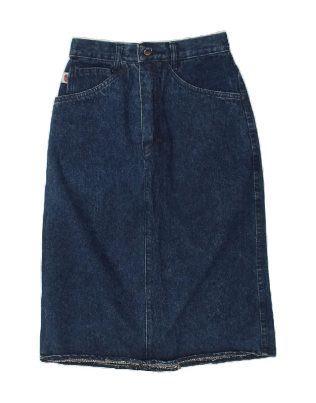 VINTAGE Womens Denim Skirt W26 Small Blue wool skirt thick