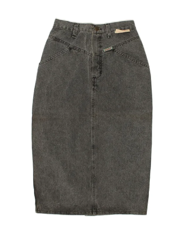 VINTAGE Womens Denim Skirt W26 Small Grey Cotton chiffon skirt delicate