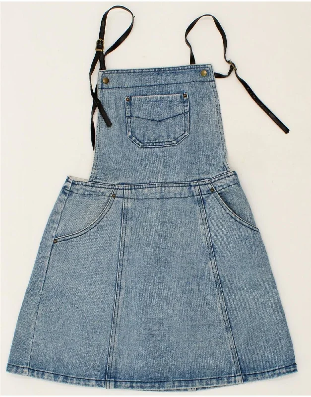 VINTAGE Womens Dungarees Denim Skirt UK 12 Medium W26 Blue Cotton silk skirt elegant VINTAGE Womens Dungarees Denim Skirt UK 12 Medium W26 Blue Cotton silk skirt elegant