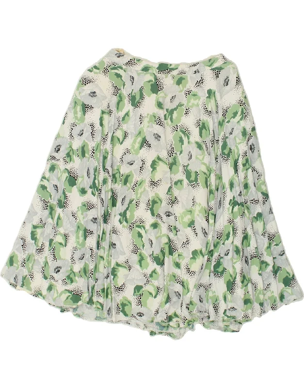 VINTAGE Womens Graphic A-Line Skirt W24 XS Green Floral cashmere skirt fine