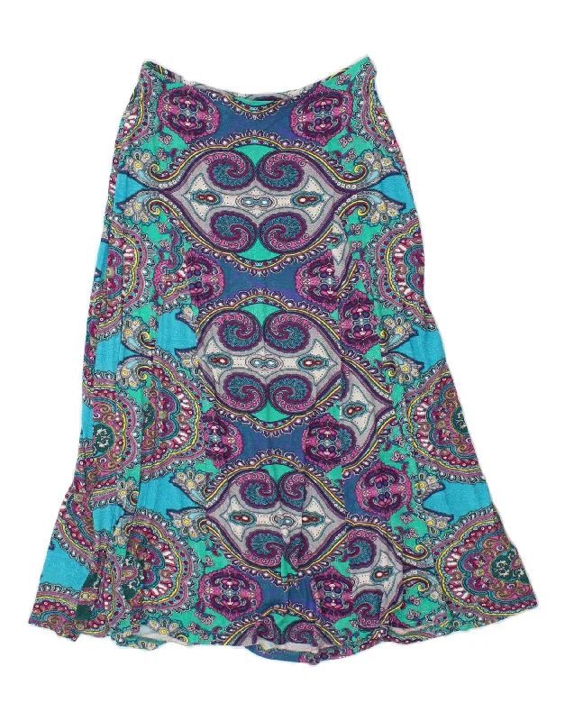 VINTAGE Womens Gypsy Skirt W32 Large Blue Paisley athletic skirt fit