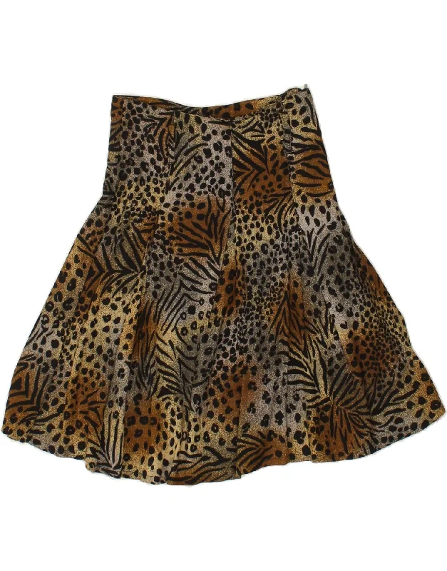 VINTAGE Womens High Waist A-Line Skirt W26 Small Grey Animal Print velvet skirt luxury