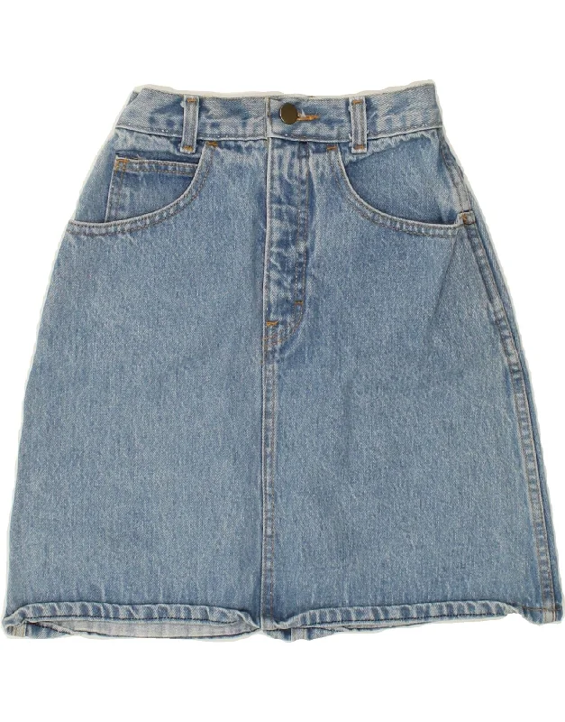 VINTAGE Womens High Waist Denim A-Line Skirt UK 0 2XS W22 Blue cashmere skirt soft