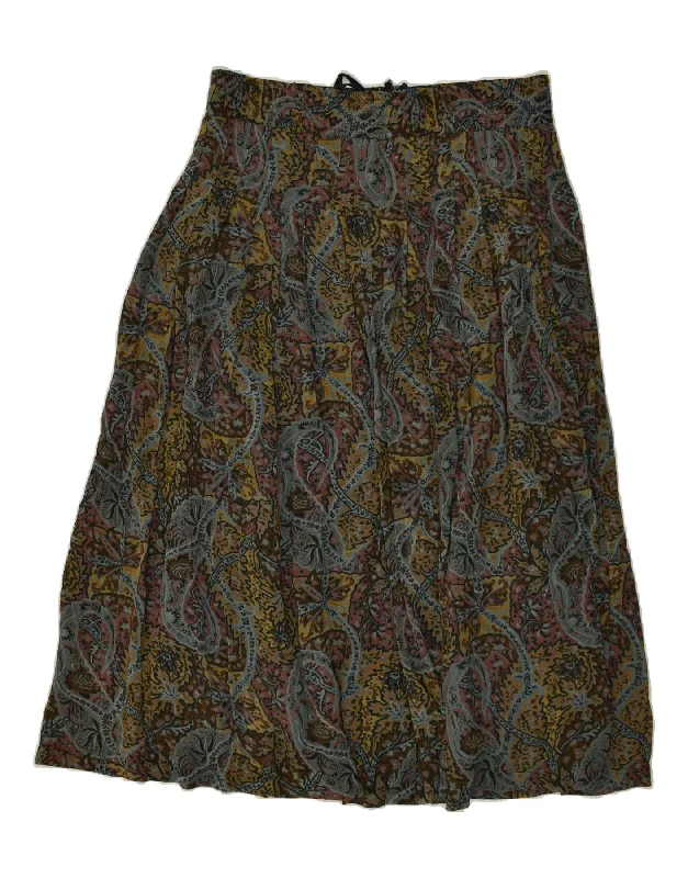 VINTAGE Womens High Waist Pleated Skirt W32 Large Multicoloured Paisley velvet skirt plush